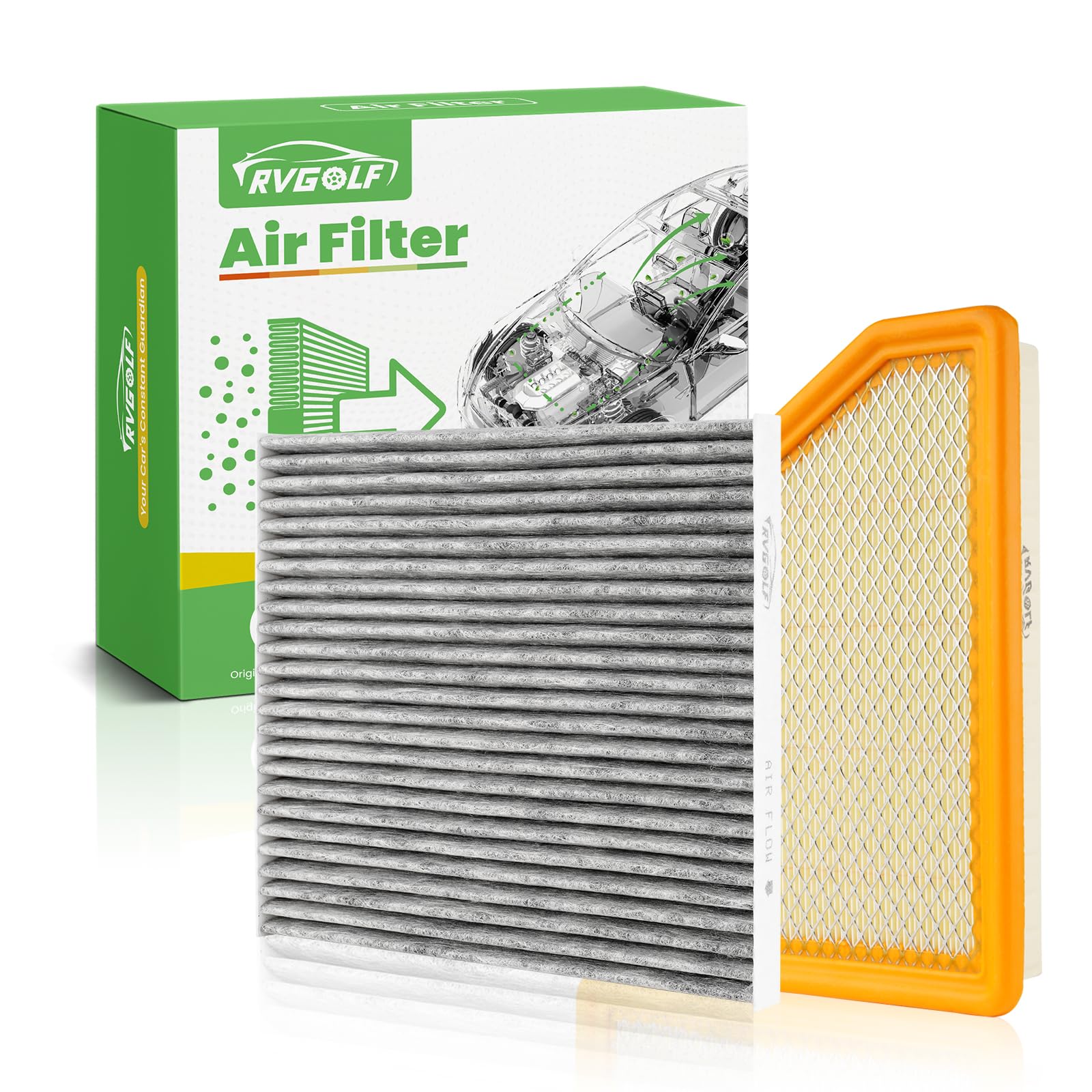 Engine+Cabin Air Filter Fit for 2010-2017 Equinox, 2010-2017 Terrain