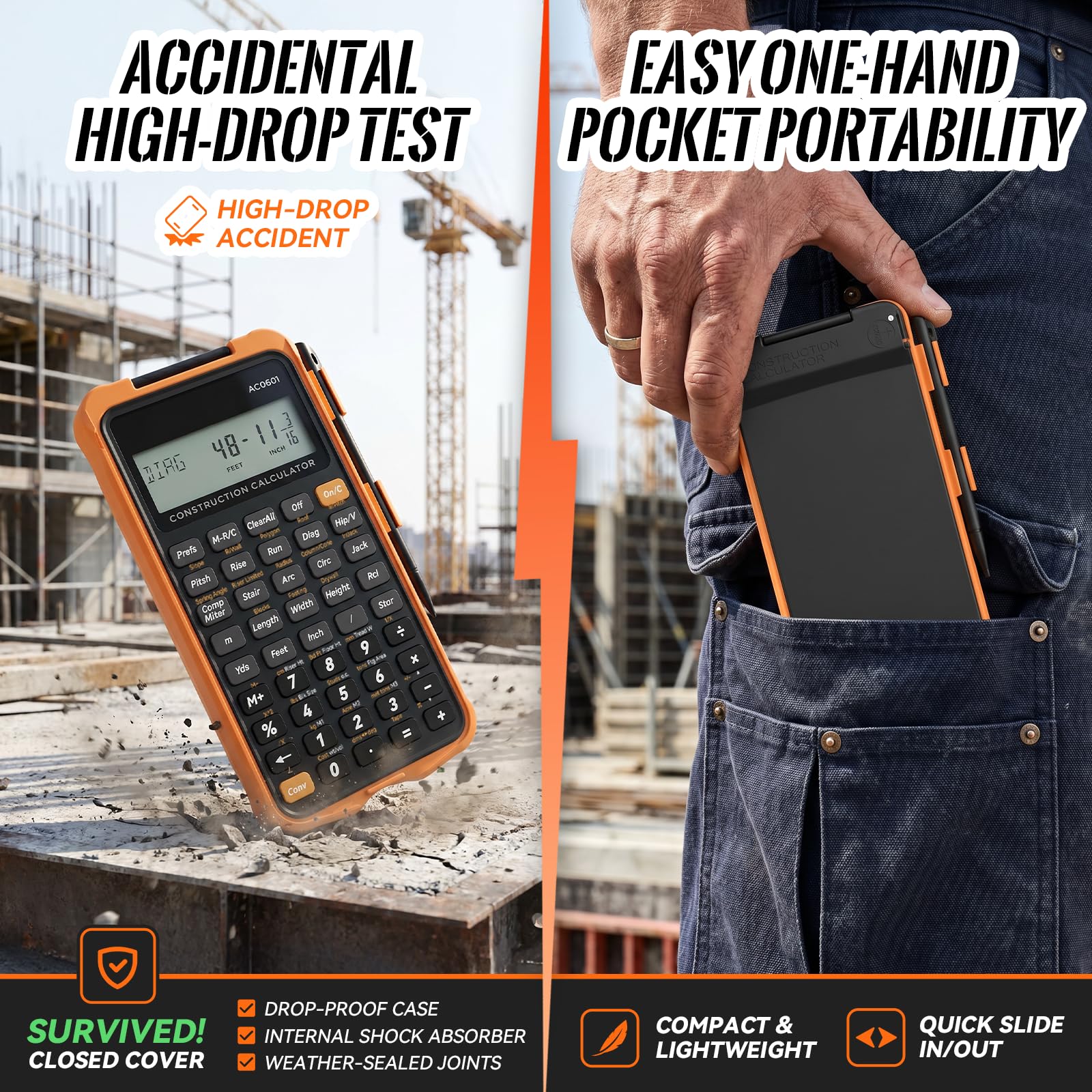 Construction Calculator with Writing Tablet - ROKFIX -5