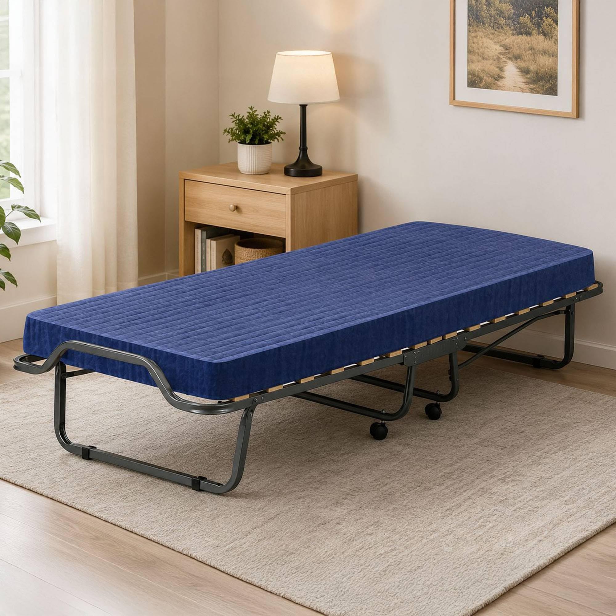 Talamo Italia - Klappbett Venera, Feldbett mit 15 Latten, inklusive Matratze, platzsparendes Kinderbett, 100% Made in Italy, 80 x 190 x 39 cm