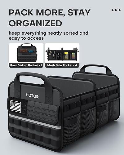 Miniatura 2 de HOTOR Organizador táctico para maletero de automóvil, organizador plegable para maletero de SUV con bolsillo frontal Molle y tiras reflectantes,