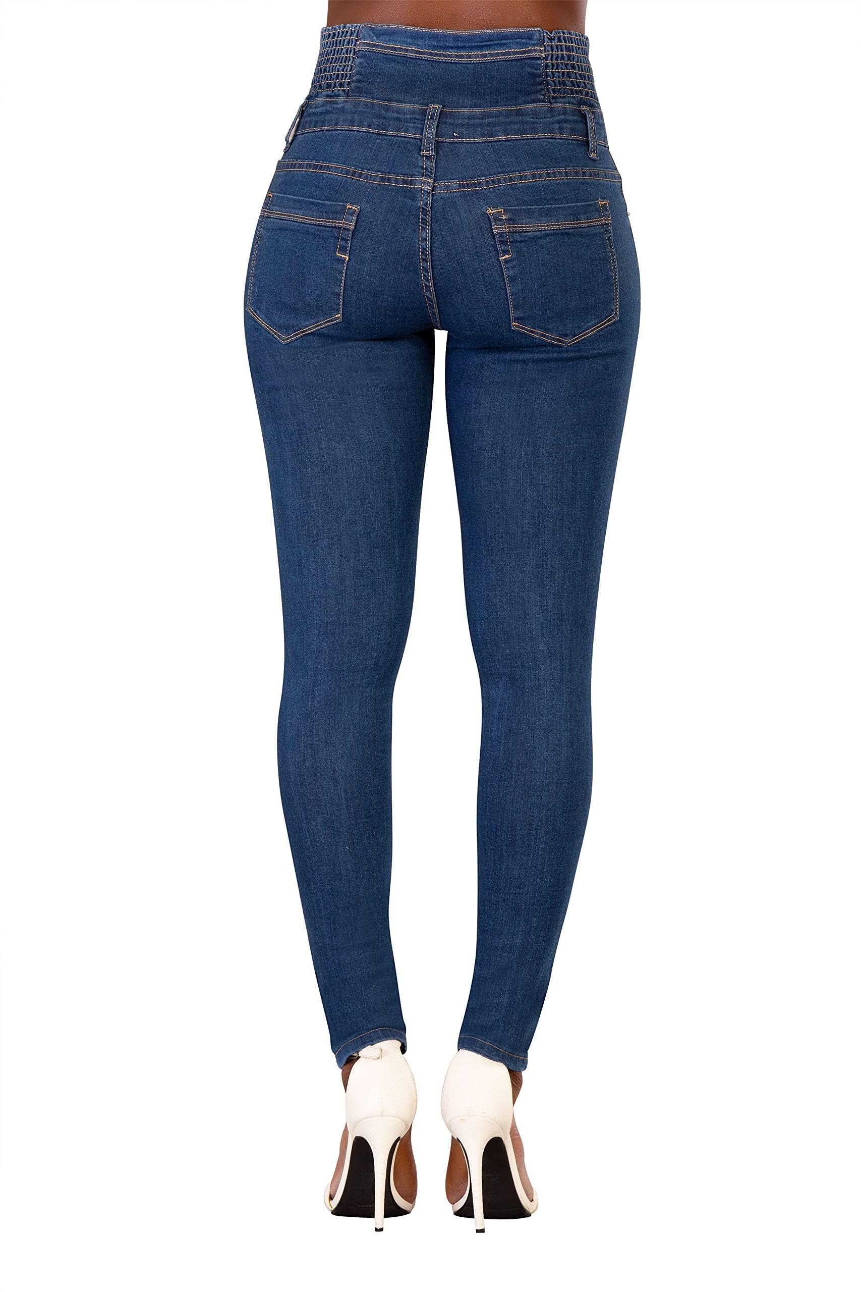 Glook Mujer Pantalones Vaquero Skinny Push Up Pantalones Elástico Jeans Cintura Alta