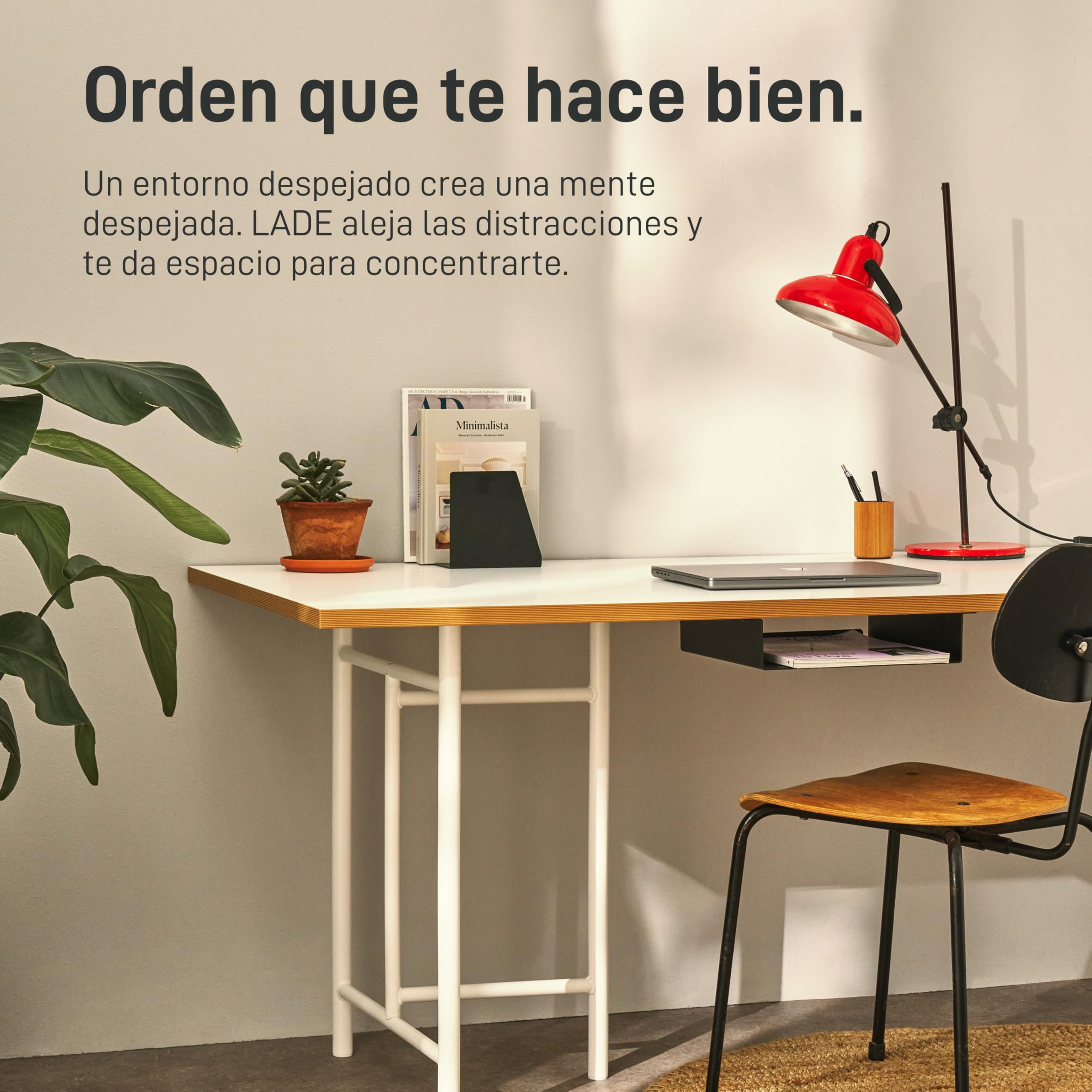 Natural Goods Berlin 1x compartimento de mesa LADE, cajon, organizador de escritorio, armario de material, caja de almacenaje, base de metal para estudio, oficina, cocina y baño (Negro, 300 x 300mm)