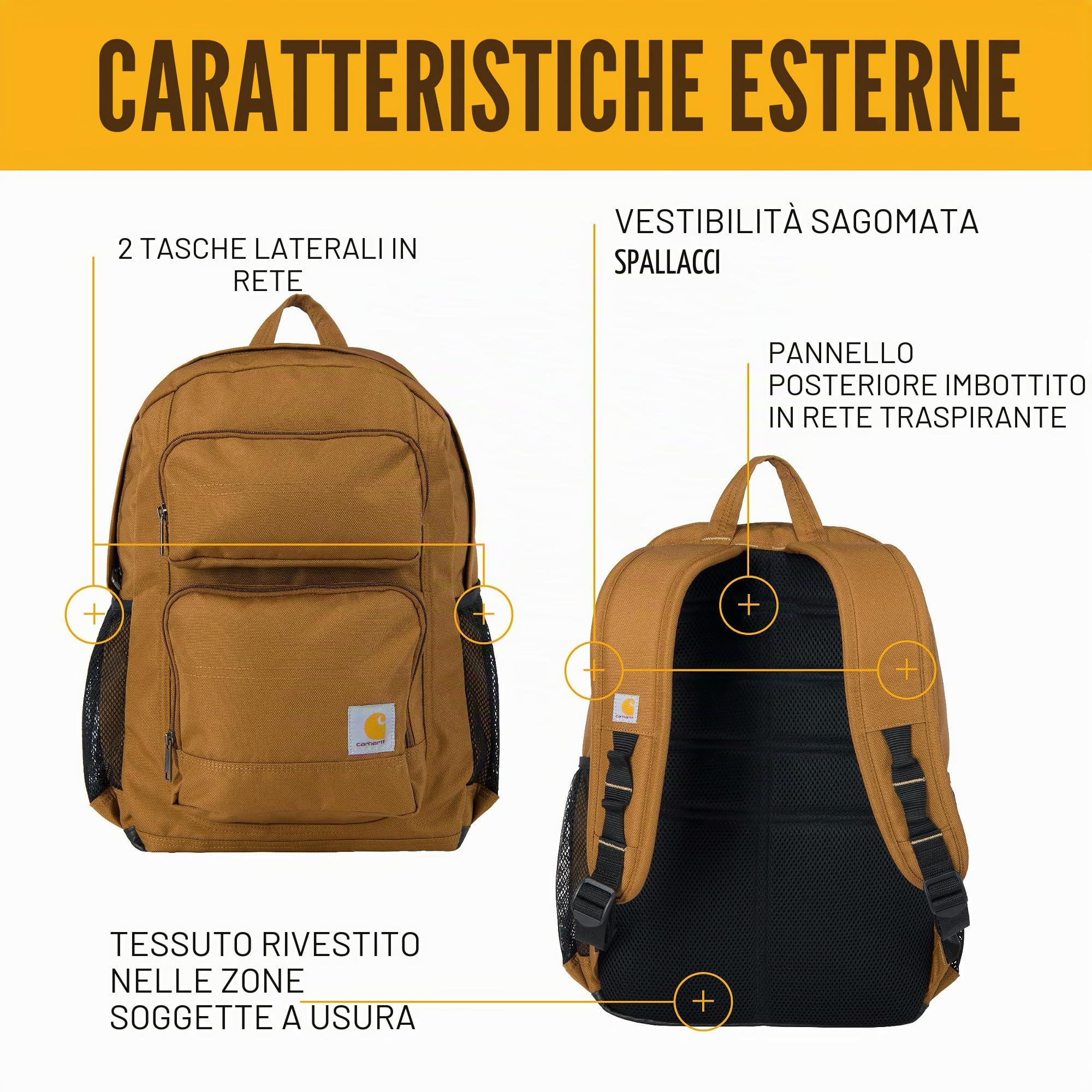 Carhartt Zaino a scomparto singolo da 27 l, 27l Classic (Carhartt Brown), One Size, Zaino da 27 l con scomparto singolo, confezione durevole con custodia per laptop e base resistente all'abrasione
