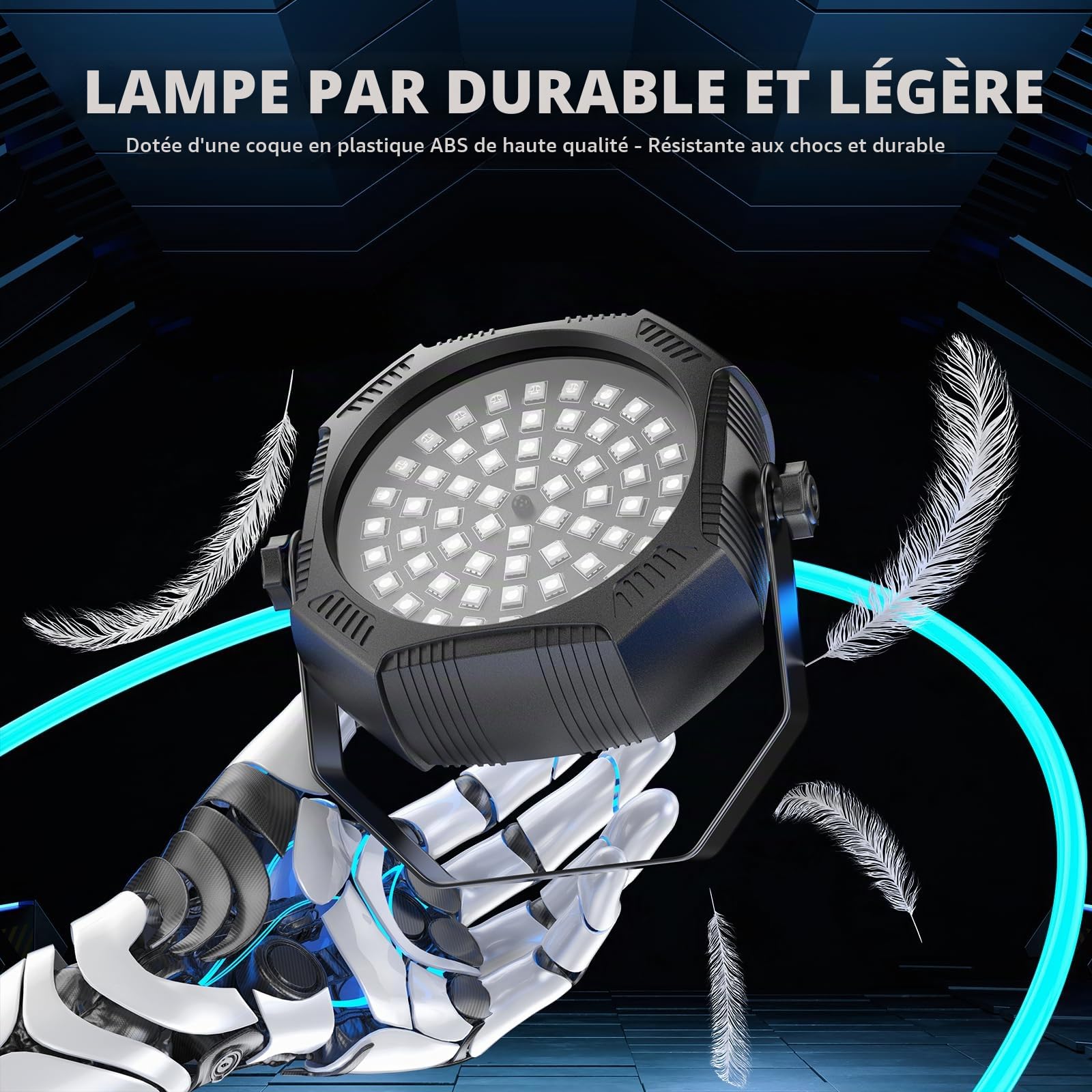 2 pièces 30W RGBW 60 LED Par projecteur batterie rechargeable Mini avec télécommande, éclairage de scène stroboscopique avec mode Auto/Son lumière disco pour DJ, fête, la chambre