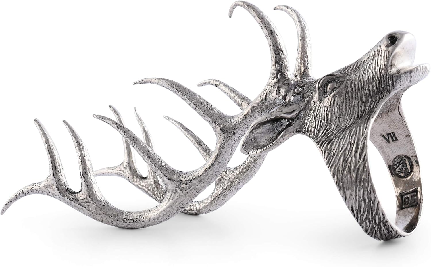 Vagabond House Handcrafted Elk Head Napkin Ring - Pewter Napkin Rings for Antler Dinnerware, Deer Napkin Rings - Ideal for Cabin Lodge Mountain Settings (Sold as Single Ring)