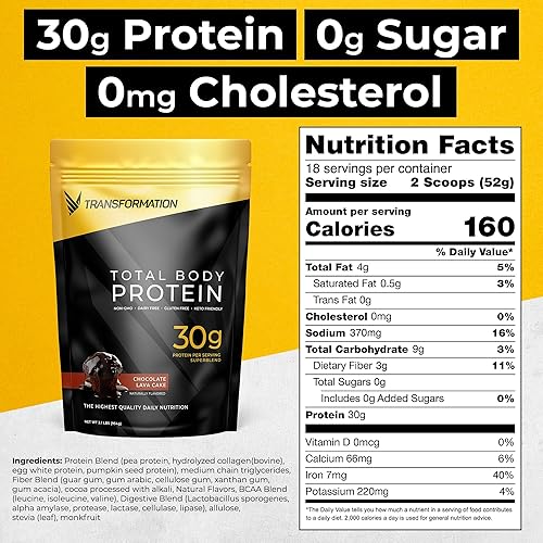 Miniatura 2 de Transformation Chocolate Protein Powder & Performance Insulated Shaker Bottle  Supermezcla multiproteína 30G  Péptidos de colágeno, clara de huevo y