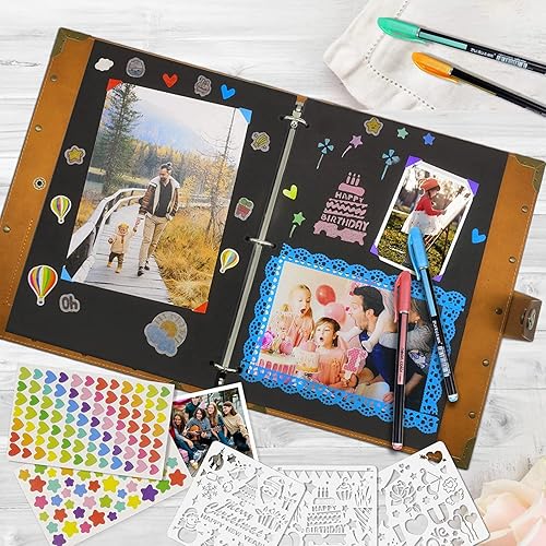 Miniatura 3 de ZEEYUAN Álbum de recortes de cuero para el día de la madre, álbum de recortes morado, regalo para mamá, abuela, parejas, libro de recuerdos de