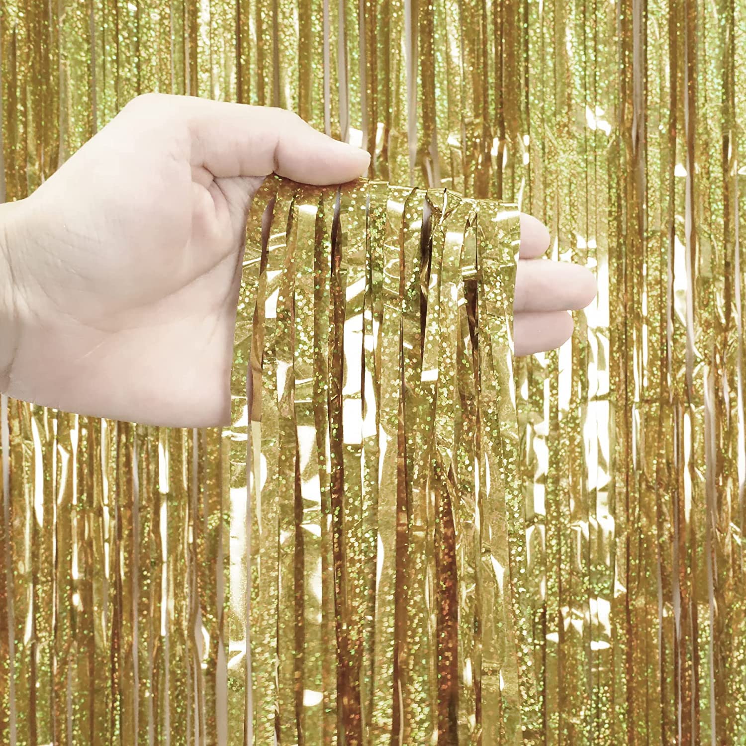 2 Pièces 1x2,5 Rideau étallique De Frange Argentés , Décoration En Feuille De Paillettes Pour