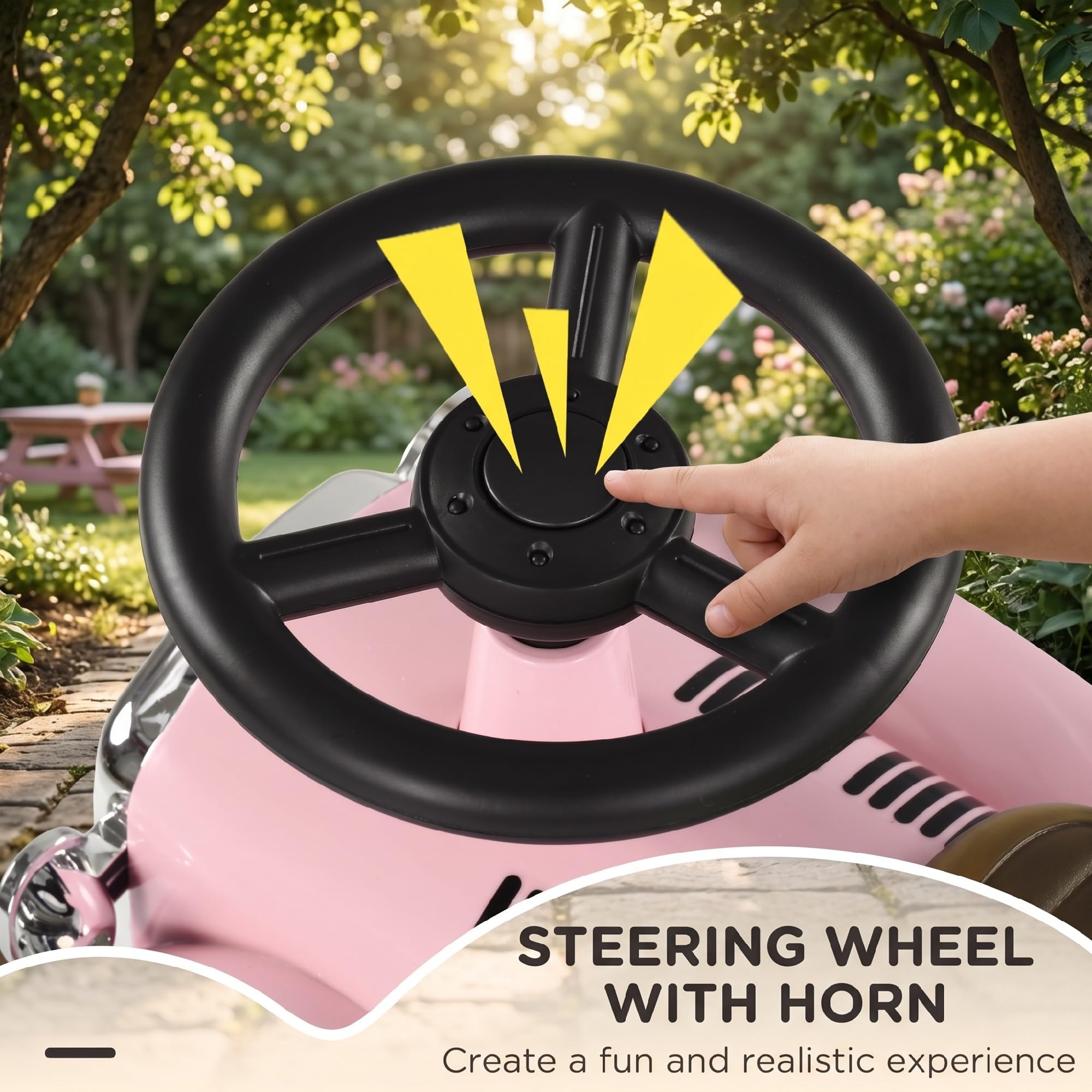 AIYAPLAY Kids Ride On Sliding Car, Foot to Floor Slider with Steering Wheel and Horn, Under-Seat Compartment - Image 3