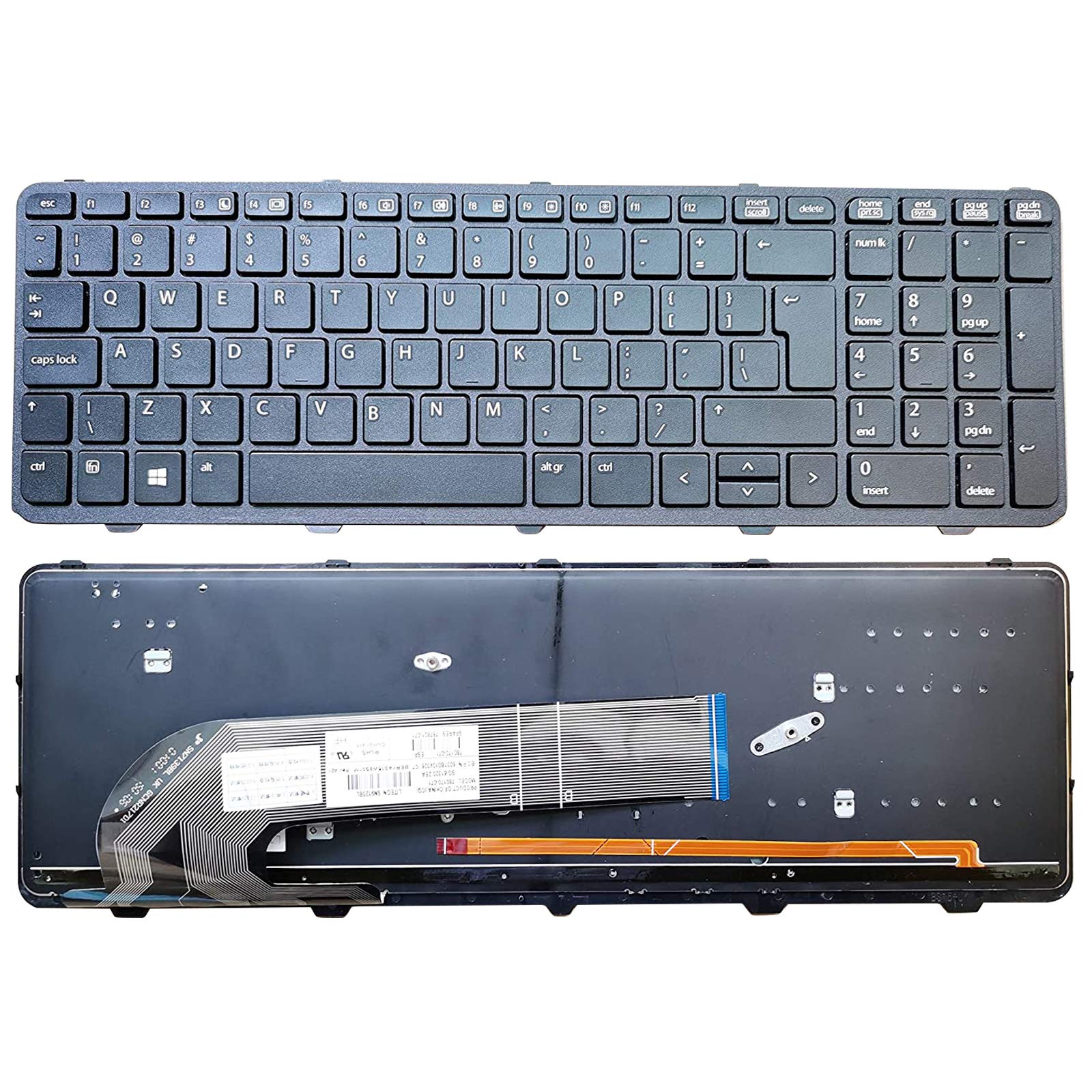 SUNMALL New Laptop Keyboard Replacement with Backlit and Big Enter Key Compatible with HP Probook 450 G0 450 G1 Series Black US Layout