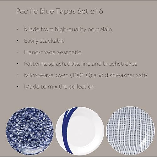 Miniatura 2 de Royal Doulton Pacific Dots Set de vajilla de porcelana., juego de 6 platos, Azul