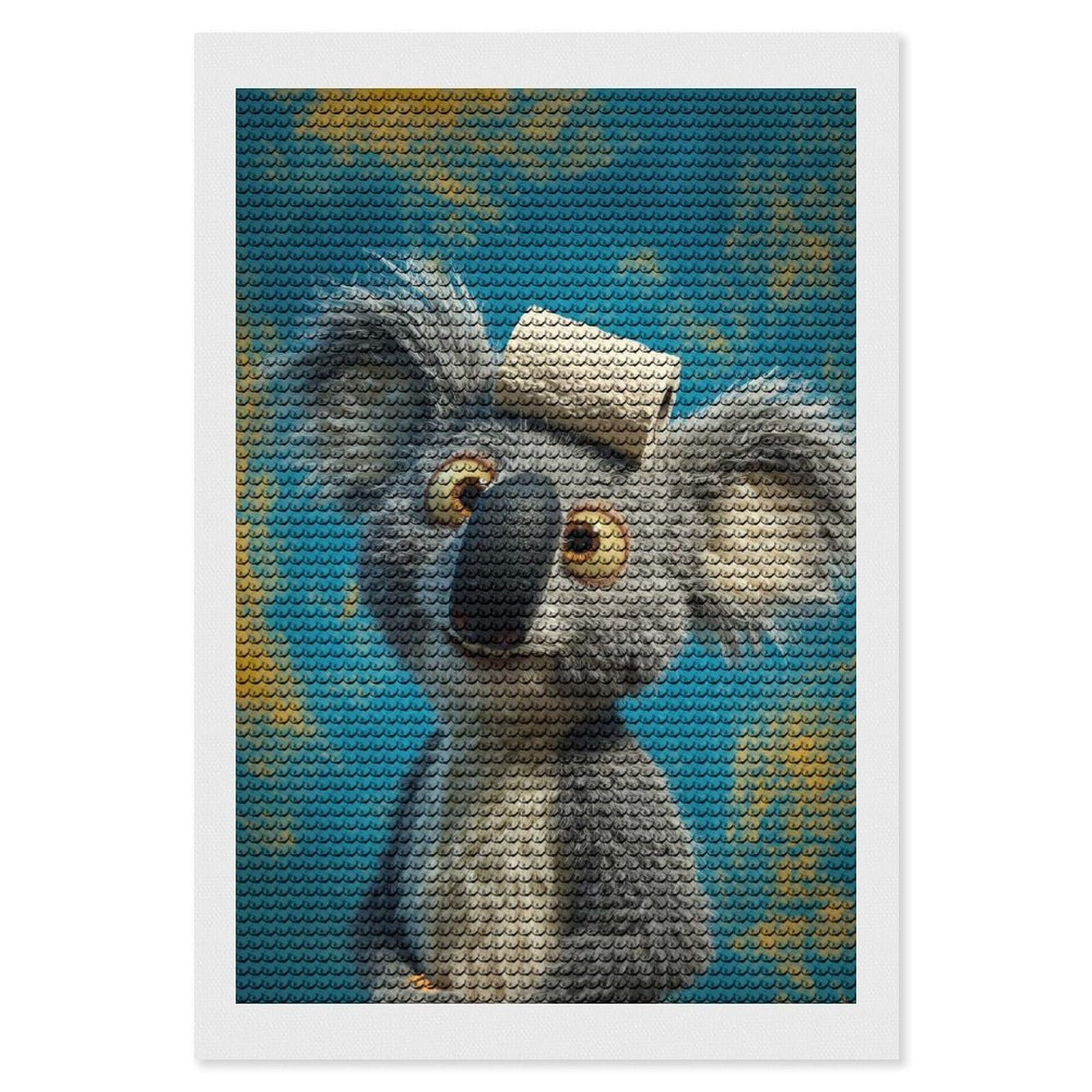 Junmoney Koala with Toilet Paper on Head Diamond Painting Kit 8"x12", Festive Craft Gift, Bedroom Decor, Full Kit Included, Creative Gift Idea