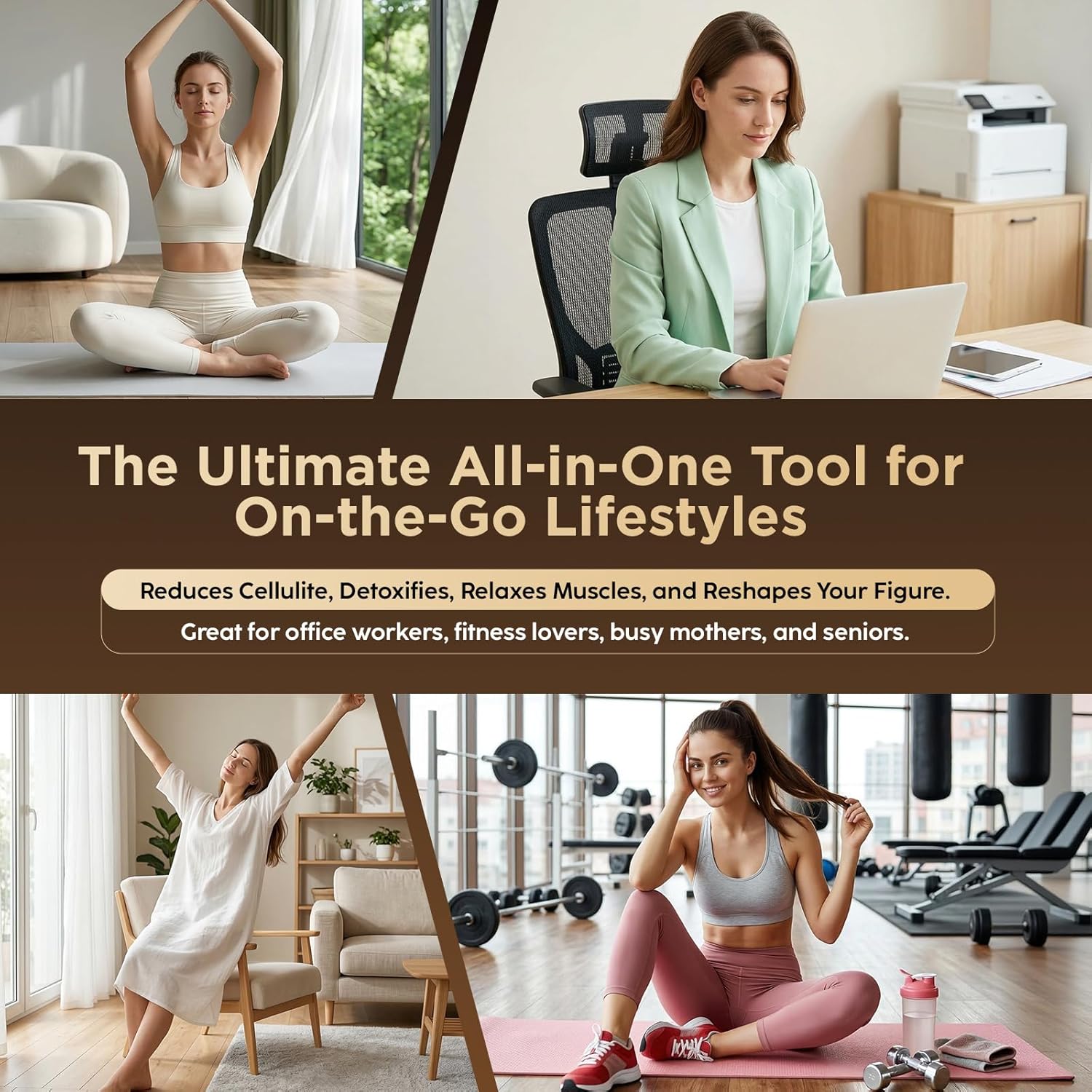 Lymphatic Drainage Massager & Anti-Cellulite Massage Tool, Body Sculpting Device for Legs, Arms & Stomach, Supports Smoother Skin, with Gentle Warming & Vibration (Gilded) thumbnail