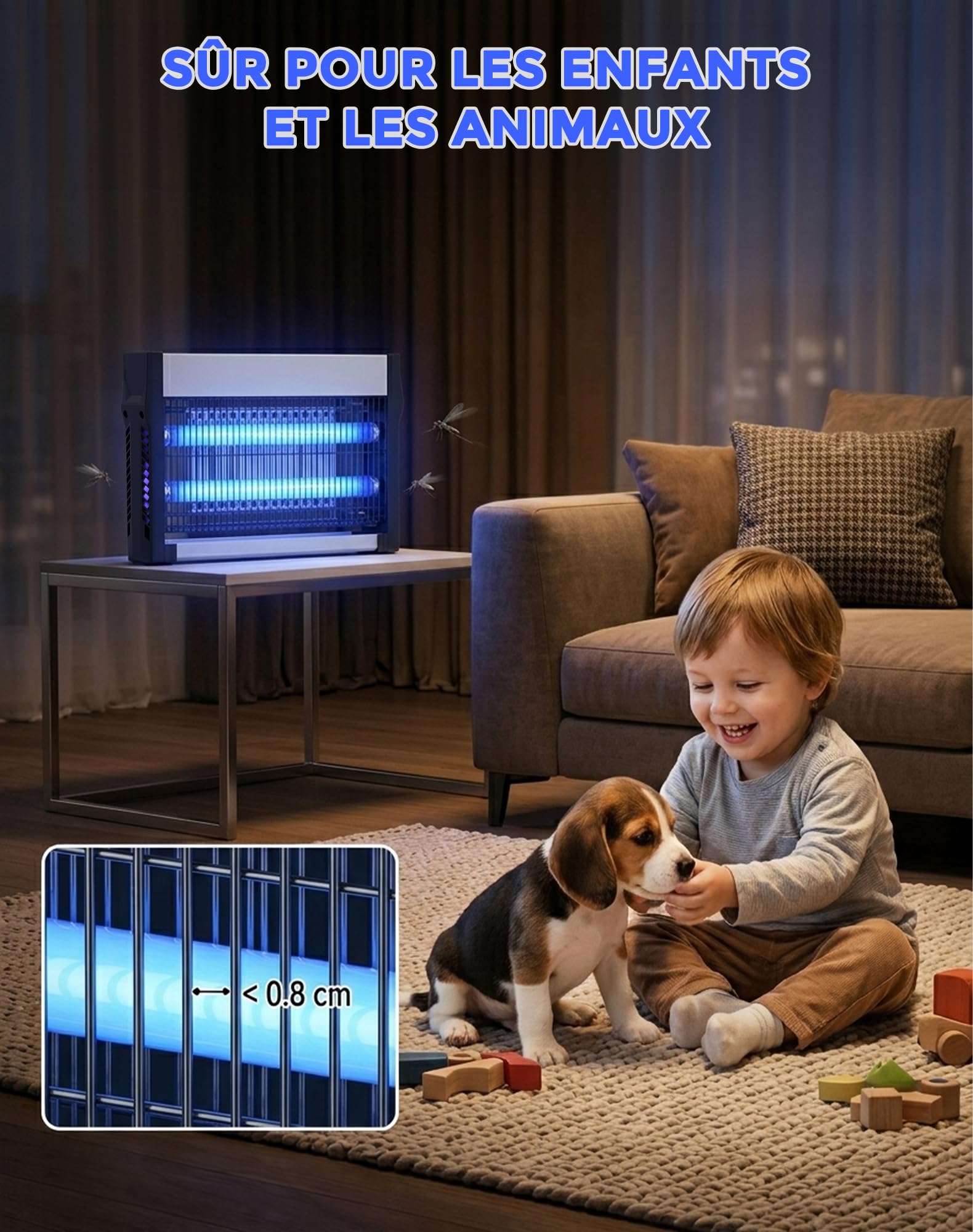 Lampe Anti-Moustique 20W 2500V Tue Mouches Électrique 80 m² Destructeur d’Insectes Intérieur Extérieur