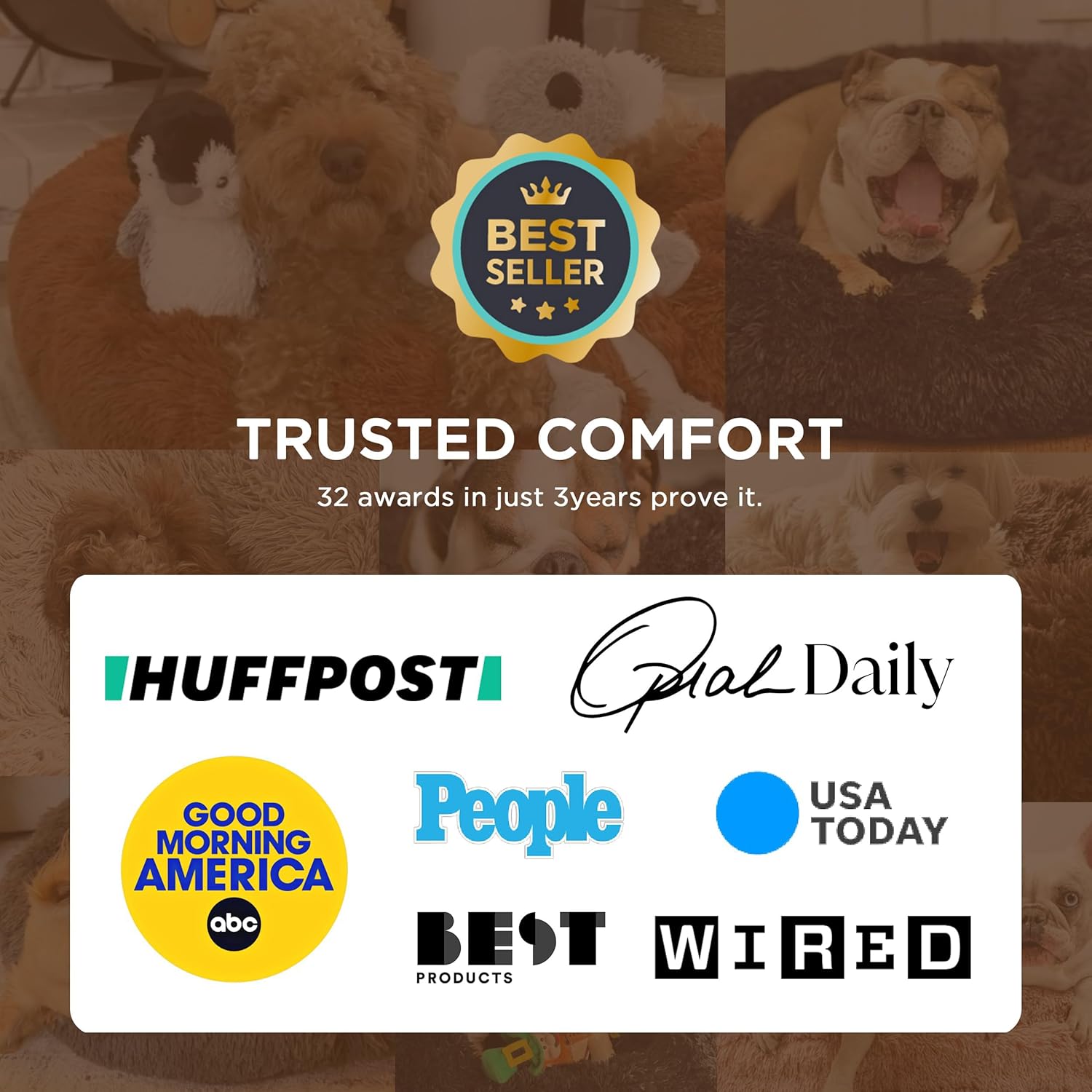 Bedsure Calming Dog Beds Large Sized Dog - Donut Washable Large Pet Bed, 36 inches Anti-Slip Round Fluffy Plush Faux Fur Dogs Bed, Fits up to 80 lbs Pets, Camel - Image 5