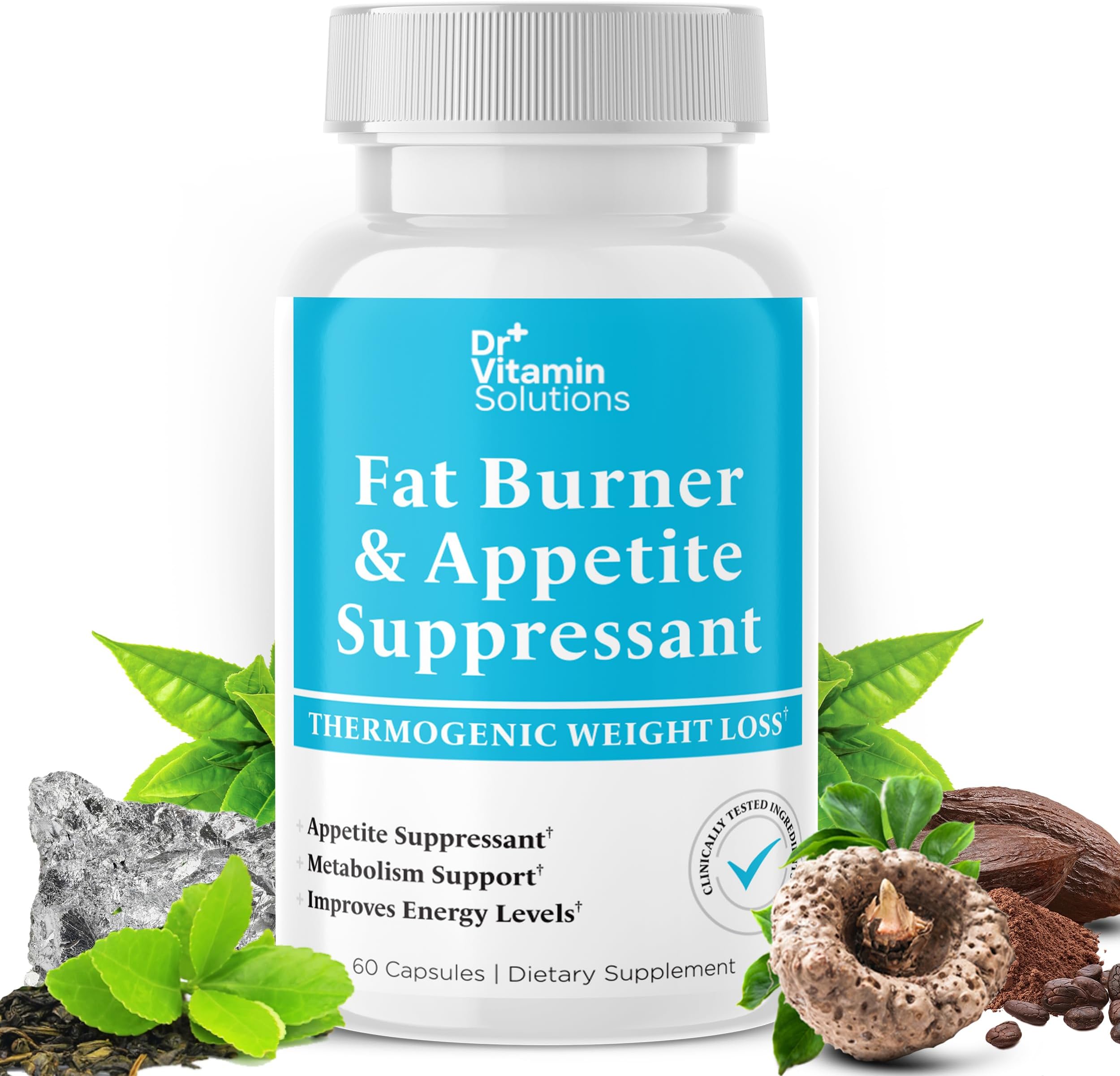 - Fat Burner for Women & Men - Appetite Suppressant for Weight Loss - Pills w/Metabolism Booster Thermogenic Weight Loss Supplement - Includes Chromium & Green Tea Extract - 60 Capsules