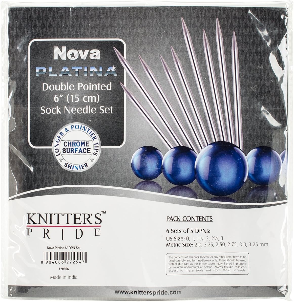 Knitter's Pride-Nova Platina Double Pointed Needles Set 6", Socks Kit