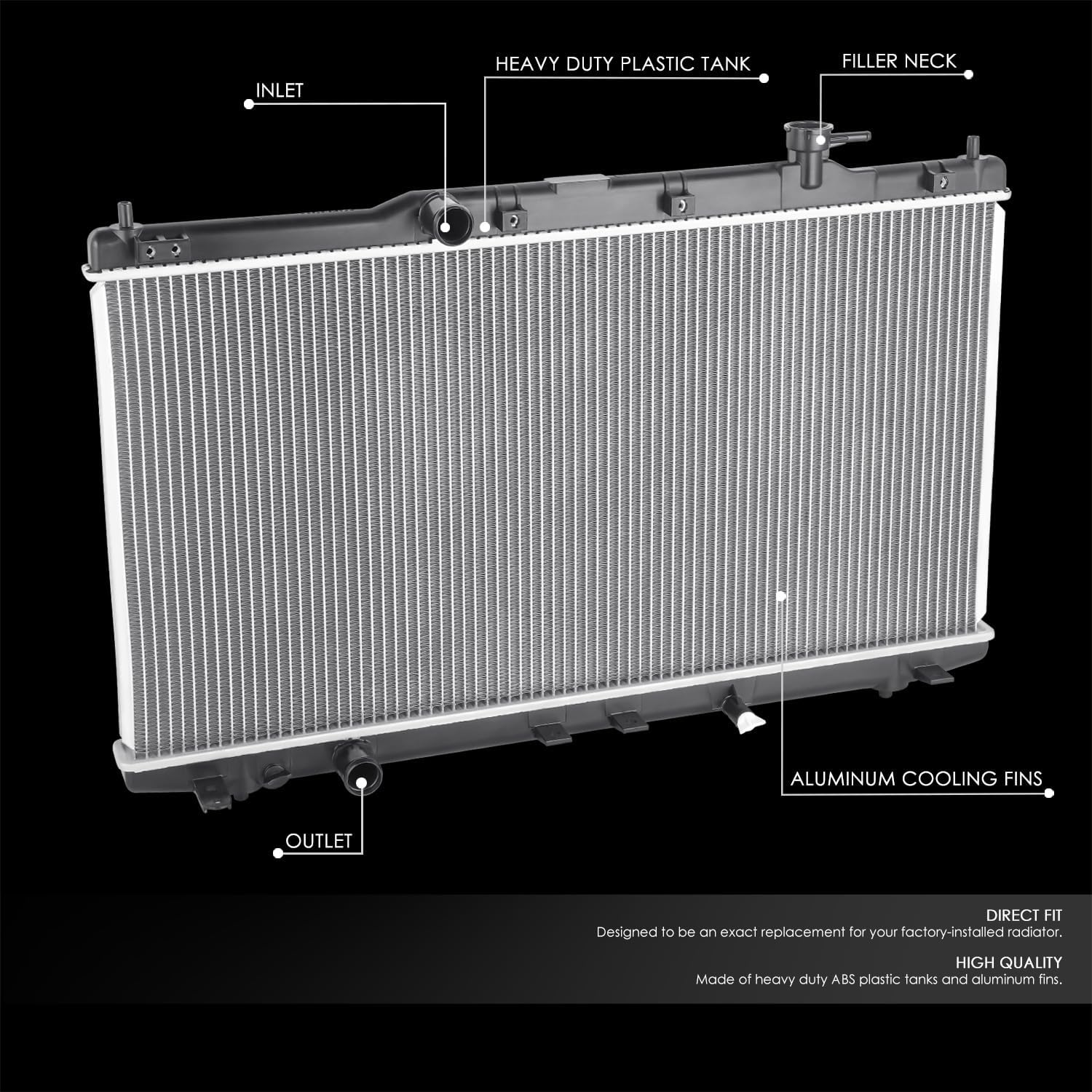 ‎DNA MOTORING OE Style 1-Row Aluminum Cooling Radiator Compatible with 15-20 Acura TLX / 13-17 Accord 2.4L 3.5L, OEM-RA-13671