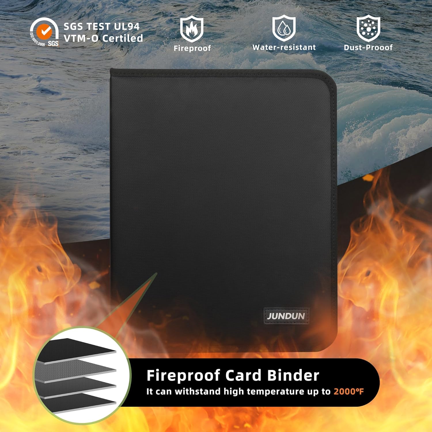 JUNDUN Card Binder 9 -Pocket,720 Pockets Fireproof Trading Card Albums Holder with Zipper for MTG, TCG, Game Cards and Sports Cards