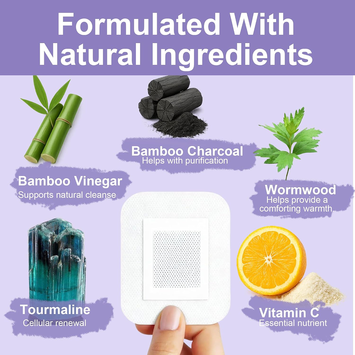 Natural Deep Cleansing Foot Pads: Gentle Cleaning Tired Feet Patches with Bamboo & Charcoal for Relieving Body Fatigue and Restful Sleep Overnight - 30 Pads