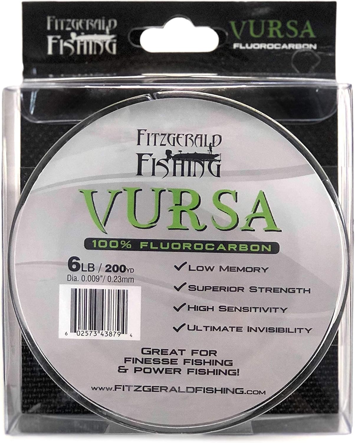 Fitzgerald Vursa Fluorocarbon Fishing Line Clear 100% Pure Fluorocarbon Clear 200 Yd -1000 Yd Knot Strength and Abrasion Resistant