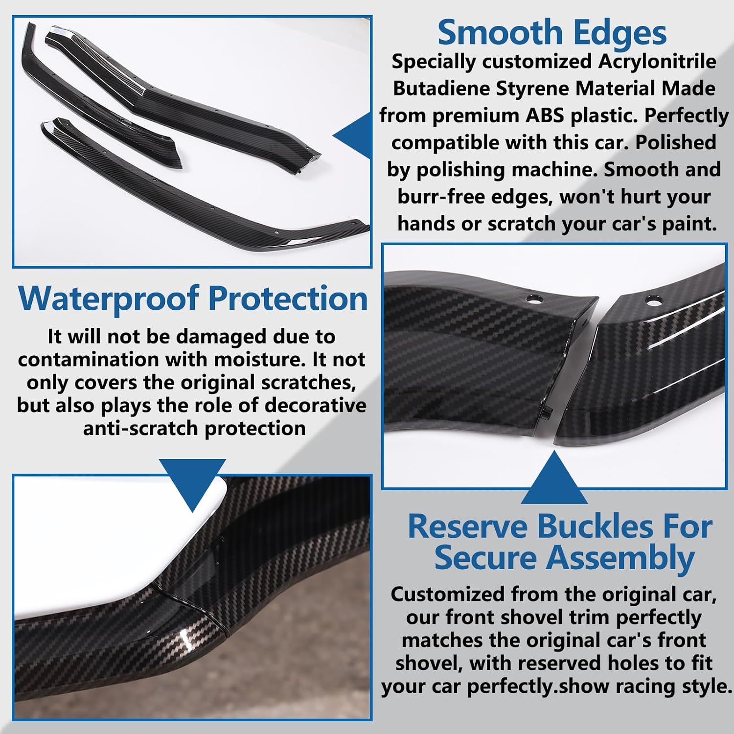 Replacement Front Bumper Lower Lip Splitter Compatible with Chevrolet Corvette C8 GM Z51 2020-2024 Front Bumper Air Intake Lower Lip Protection Trim Spoiler (Carbon Fiber Pattern)