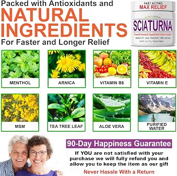 Sciatica Nerve Cream - Maximum Strength Comfort Cream for Feet, Hands, Legs, Toes, Back - Natural Ultra Strength Arnica, MSM, Menthol, Soothing Comfort, 2 Oz