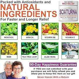 Sciatica Nerve Cream - Maximum Strength Comfort Cream for Feet, Hands, Legs, Toes, Back - Natural Ultra Strength Arnica, MSM, Menthol, Soothing Comfort, Large 8 Oz