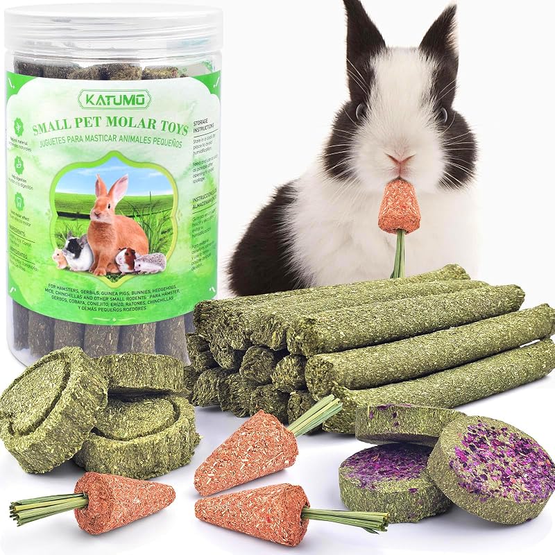 Petiscos mastigáveis para coelhos com feno de Timothy, cenoura e pétalas de rosa KATUMO — PET0063, 250 g