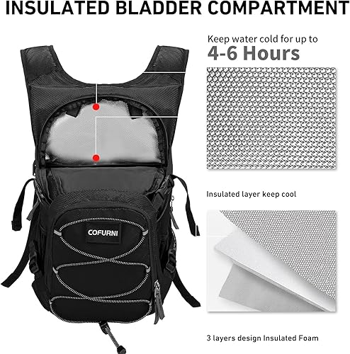 Miniatura 3 de Mochila de hidratación de 20 litros con bolsa de agua de 2 litros, mochila de senderismo de gran almacenamiento para hombres y mujeres, mochila de