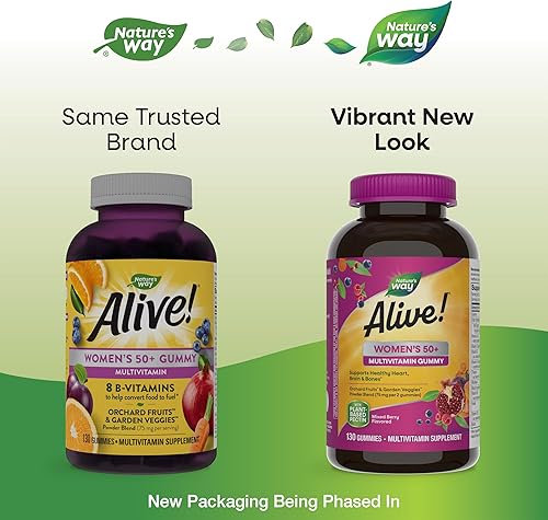 Miniatura 3 de Nature's Way Alive! Multivitamínico diario de gomitas para mujeres de más de 50 años, apoya el corazón, el cerebro y los huesos, mezcla de bayas y