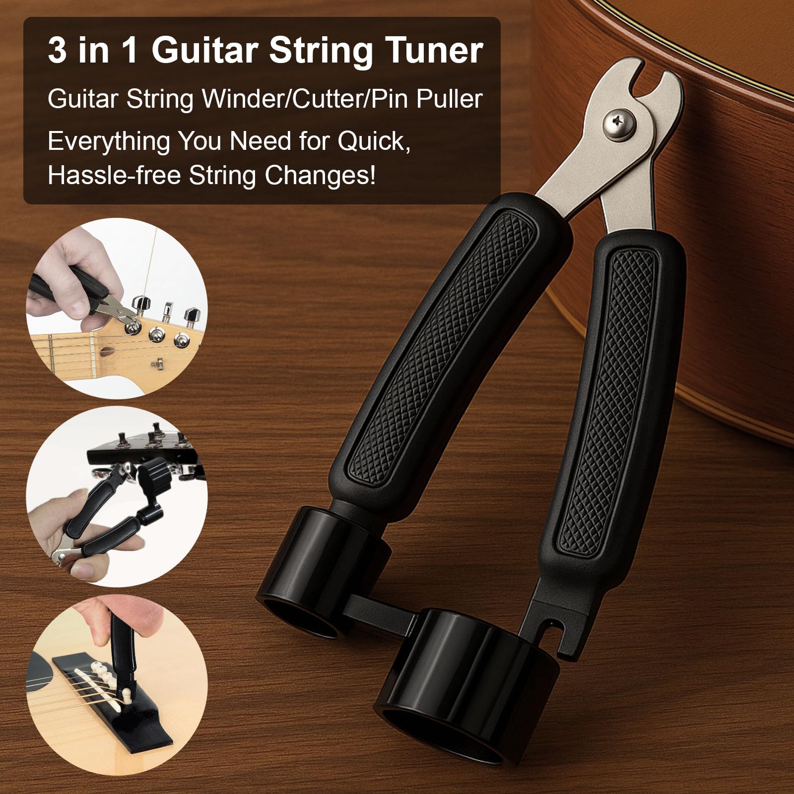 Gitarrenreinigungsset – 8-teiliges professionelles Pflegeset mit Gitarrenreiniger, Griffbrettöl, Polierwachs, Saitenreiniger, 3-in-1-Schneider & Mikrofasertuch