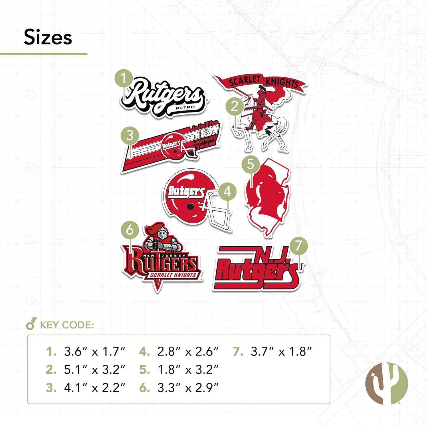Desert Cactus Rutgers Sticker State University of New Jersey RTX Vinyl Decals Laptop Water Bottle Car Type 2 (T2 Vintage 1) - Image 3