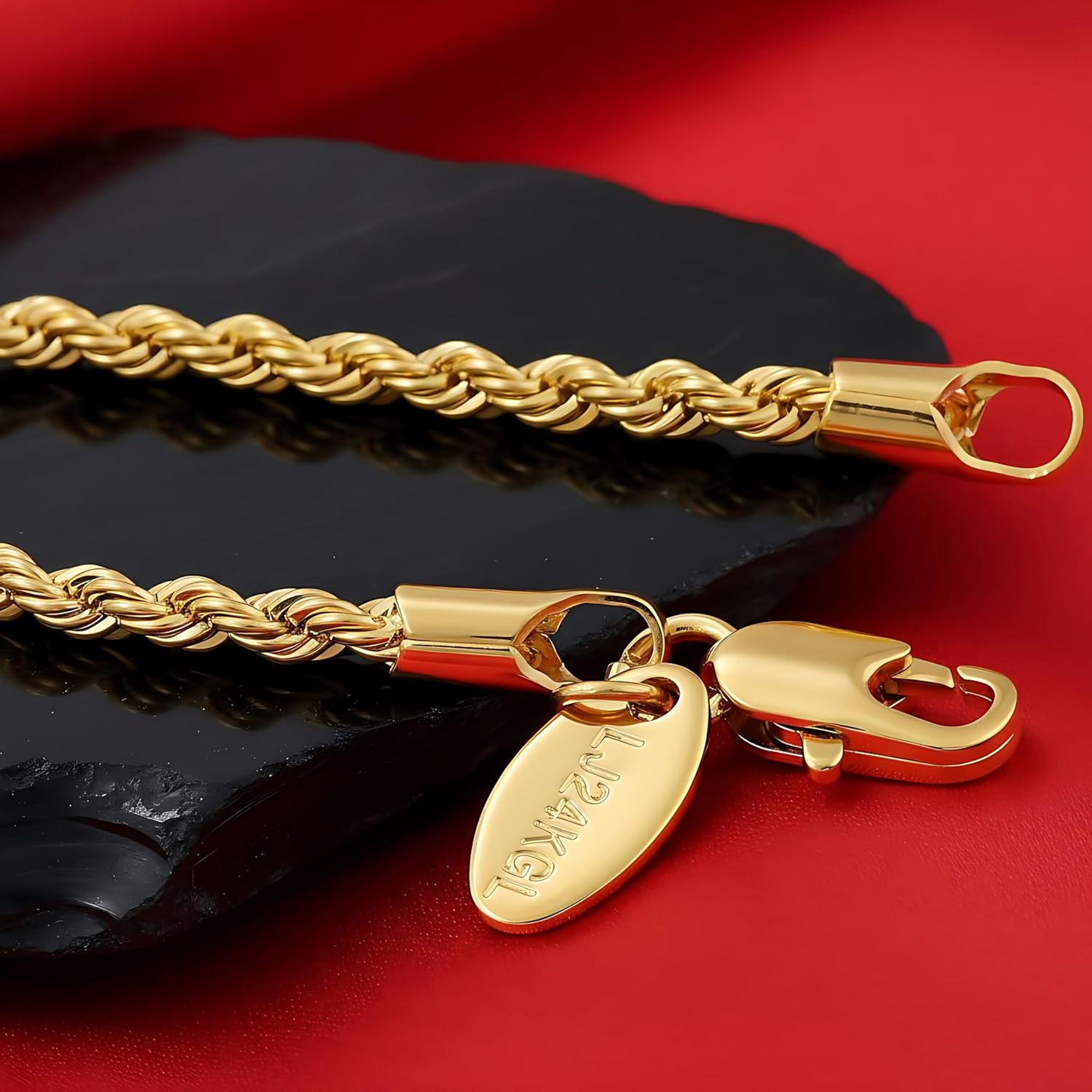 LIFETIME JEWELRY Womens Gold Anklet 2mm Rope Chain Ankle Bracelet 24k Real Gold Plated with Lifetime Replacement
