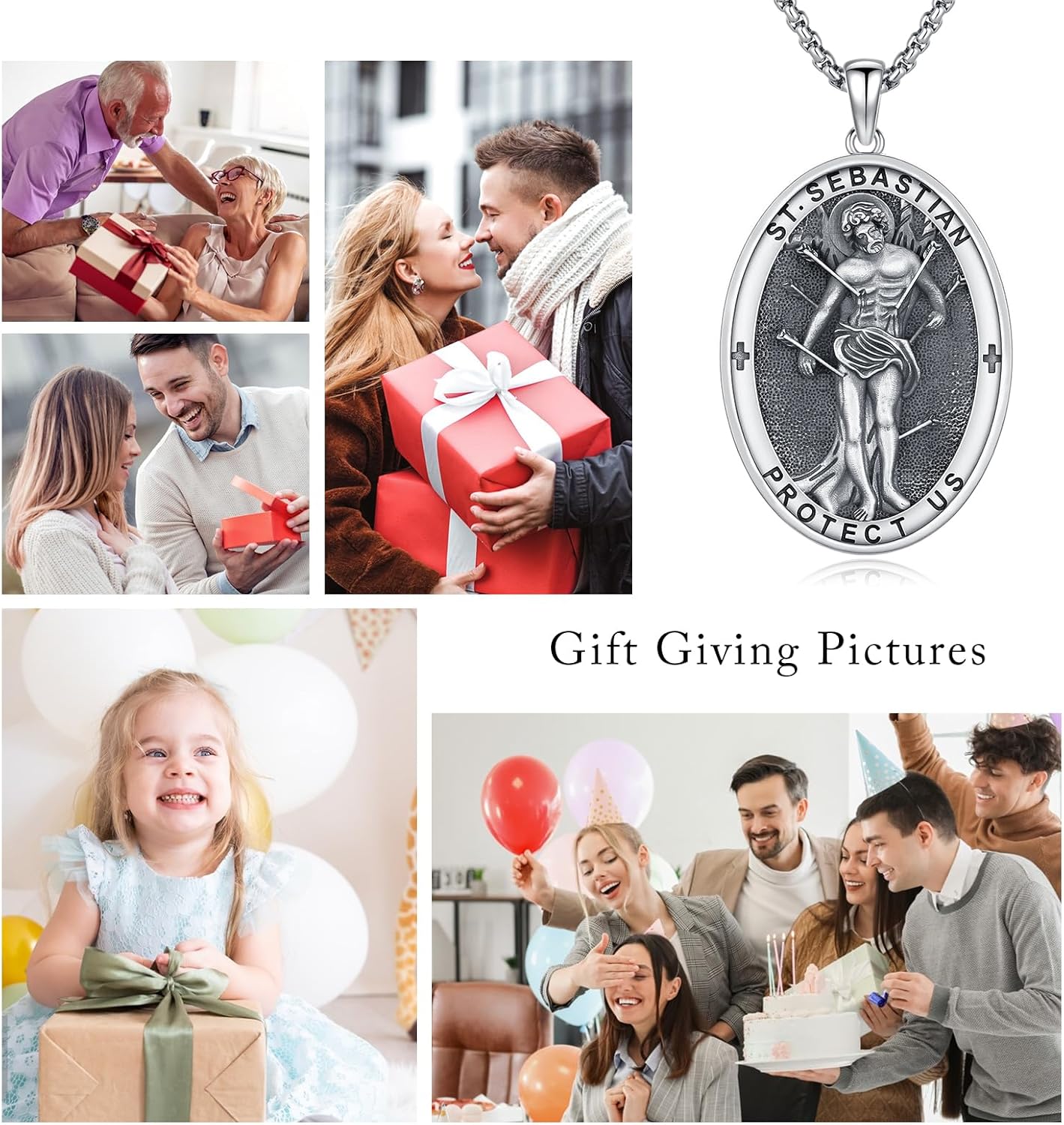 Patron Saint Necklace 925 Sterling Silver Amulet Medal Protection Pendant Religion Jewelry for Men Women With Stainless Steel Chain and Gifts Box