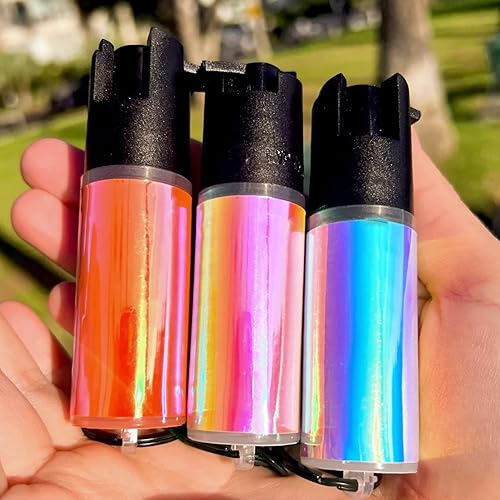Miniatura 7 de Safely Spray de pimienta holográfico + llavero, probado en laboratorio, fórmula de máxima resistencia, tinte de marcado UV y bloqueo de seguridad