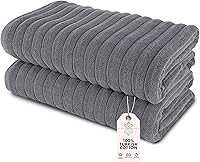 Vista 22 de Classic Turkish Towels - Juego de 6 toallas de lujo de la colección Brampton acanaladas de 100% algodón turco, de secado rápido, suaves y Platino