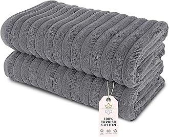 Classic Turkish Towels CTT - Premium 2 Piece Jumbo Bath Sheets, 100% Turkish Cotton, Absorbent & Ultra Comfy Bath Towel Sheets for Hotels & Spa | 40"x65" (Grey)