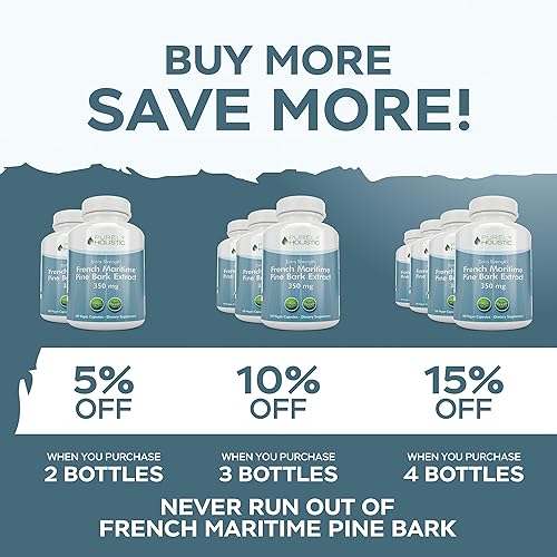 Miniatura 7 de Purely Holistic Extracto de corteza de pino 350 mg 180 cápsulas veganas 95% de proantocianidinas - Extracto de corteza de pino marítimo francés -