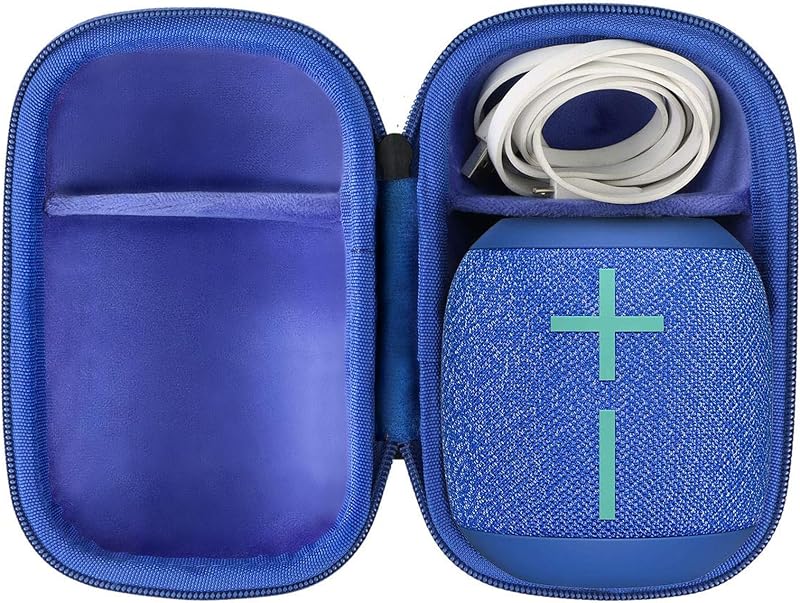 Hard Case for Ultimate Ears WONDERBOOM 4/3/2/Play, Black+Blue | Small Portable Wireless Bluetooth Speaker Compatible, Shockproof EVA Storage Bag with Accessory Compartment
