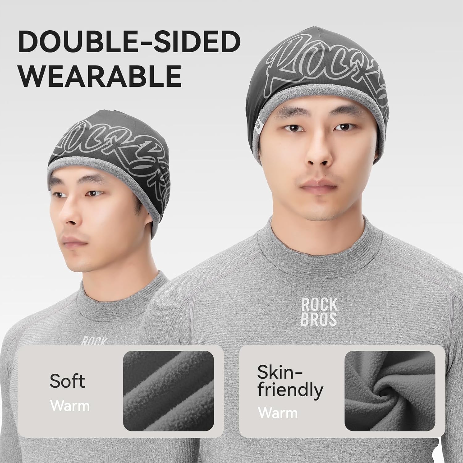 ROCKBROS Winter Helmet Liner Skull Cap Warm Cycling Cap Thermal Hat Beanie for Men Women - Image 3