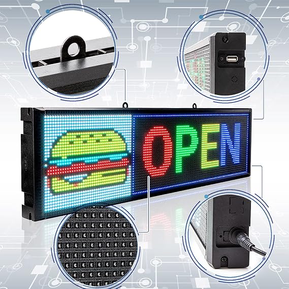 Leadleds 27 Advertising LED Sign, Bright P5 RGB LED Sign Board, WiFi and USB Programmable Scrolling Message Board Indoor Use for School, Shop, Store, Promotion