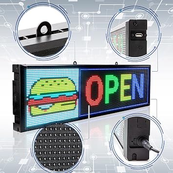 Leadleds 27 Advertising LED Sign, Bright P5 RGB LED Sign Board, WiFi and USB Programmable Scrolling Message Board Indoor Use for School, Shop, Store, Promotion
