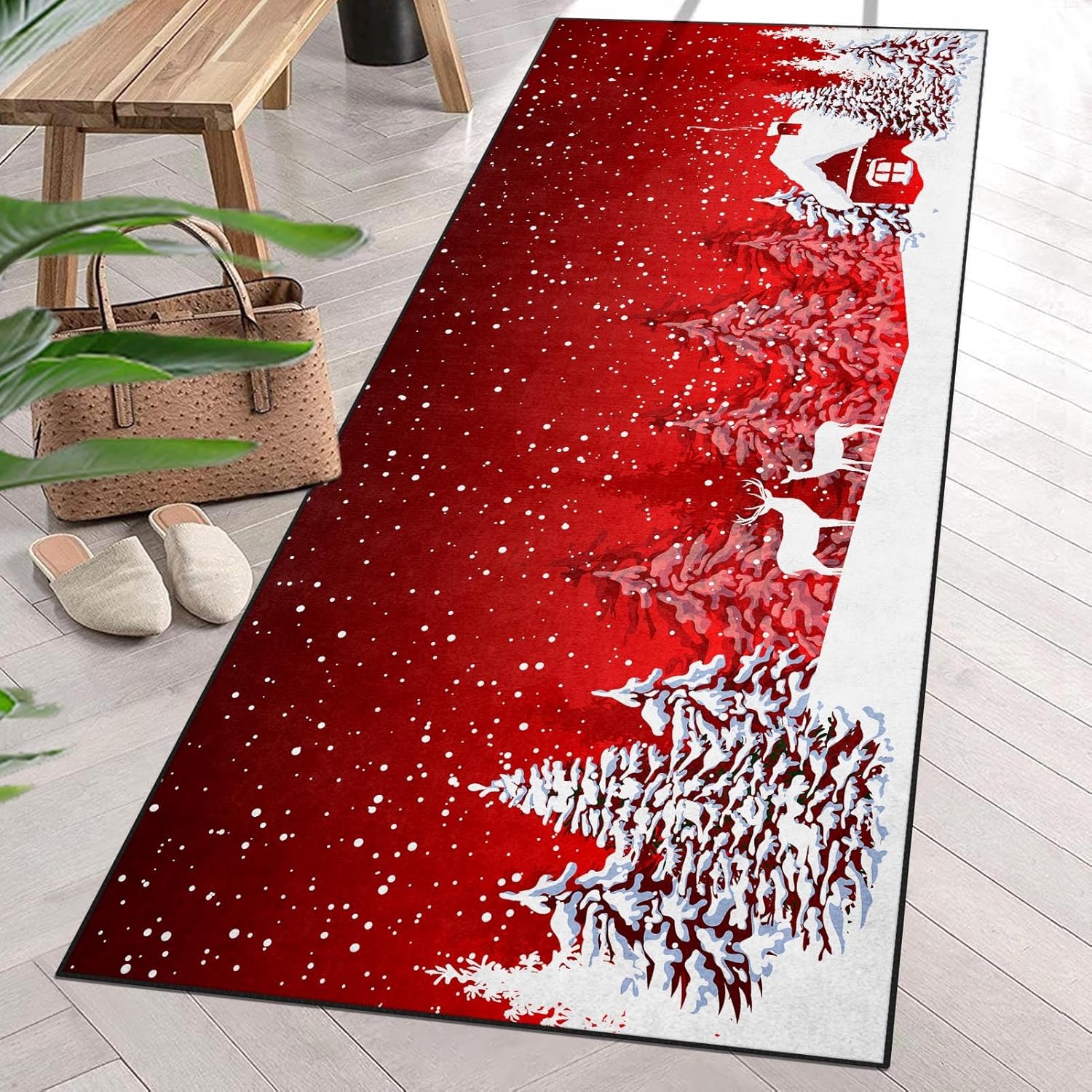 Christmas Area Rug Red Christmas Tree Floor Rug 2' x 6