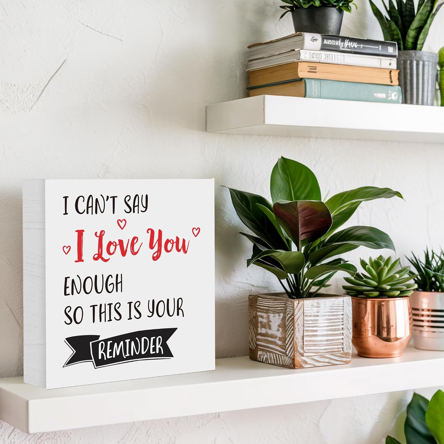 i love you gifts for her him - valentines day gifts for girlfriend wife, christmas birthday wedding anniversary keepsake wooden box sign, romantic plaque gifts for boyfriend husband, 5x5 inch