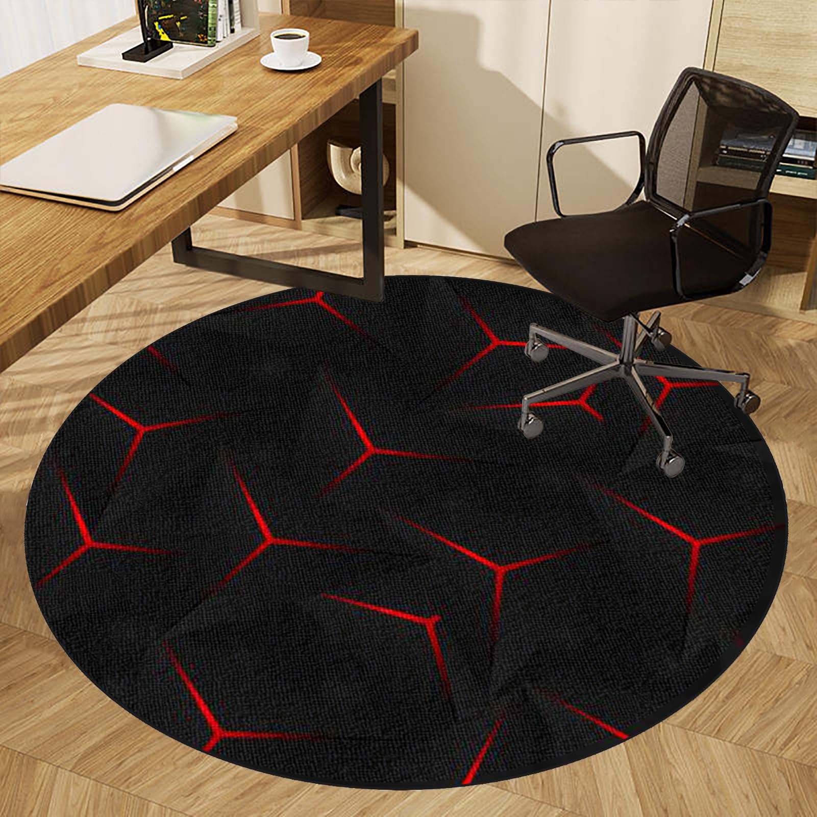 Fcenghox Desk Chair Mat for Hardwood Floor Office Chair Floor Protection Mat 90 cm Anti-Slip Gaming Chair Mat for Carpet, Round Office Floor Mat for Rolling Chair, Low Pile Carpet Protector Chair Mat