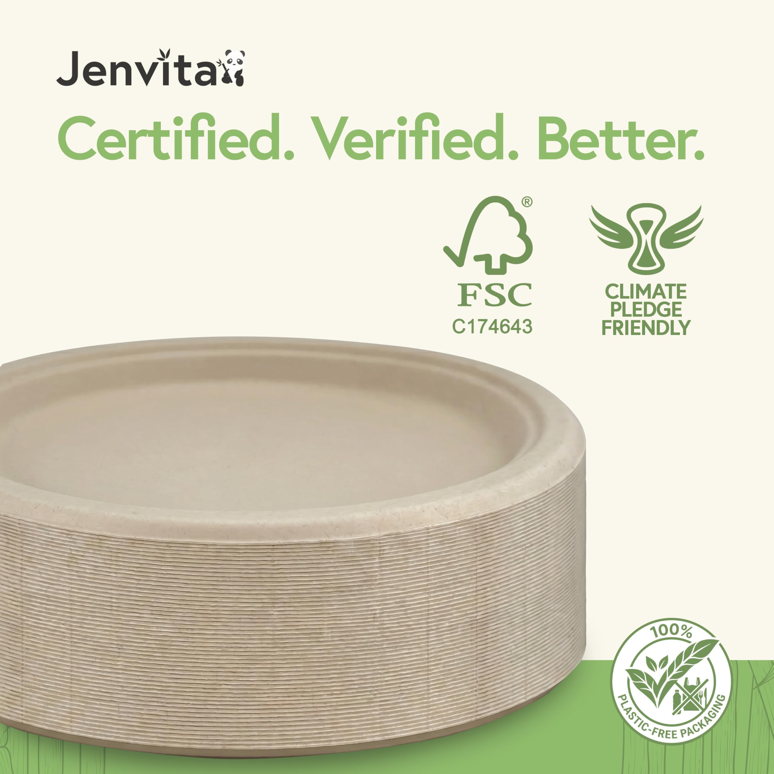 Amazon.com: Jenvita Bamboo Biodegradable Plates (50-Pack, 7-inch