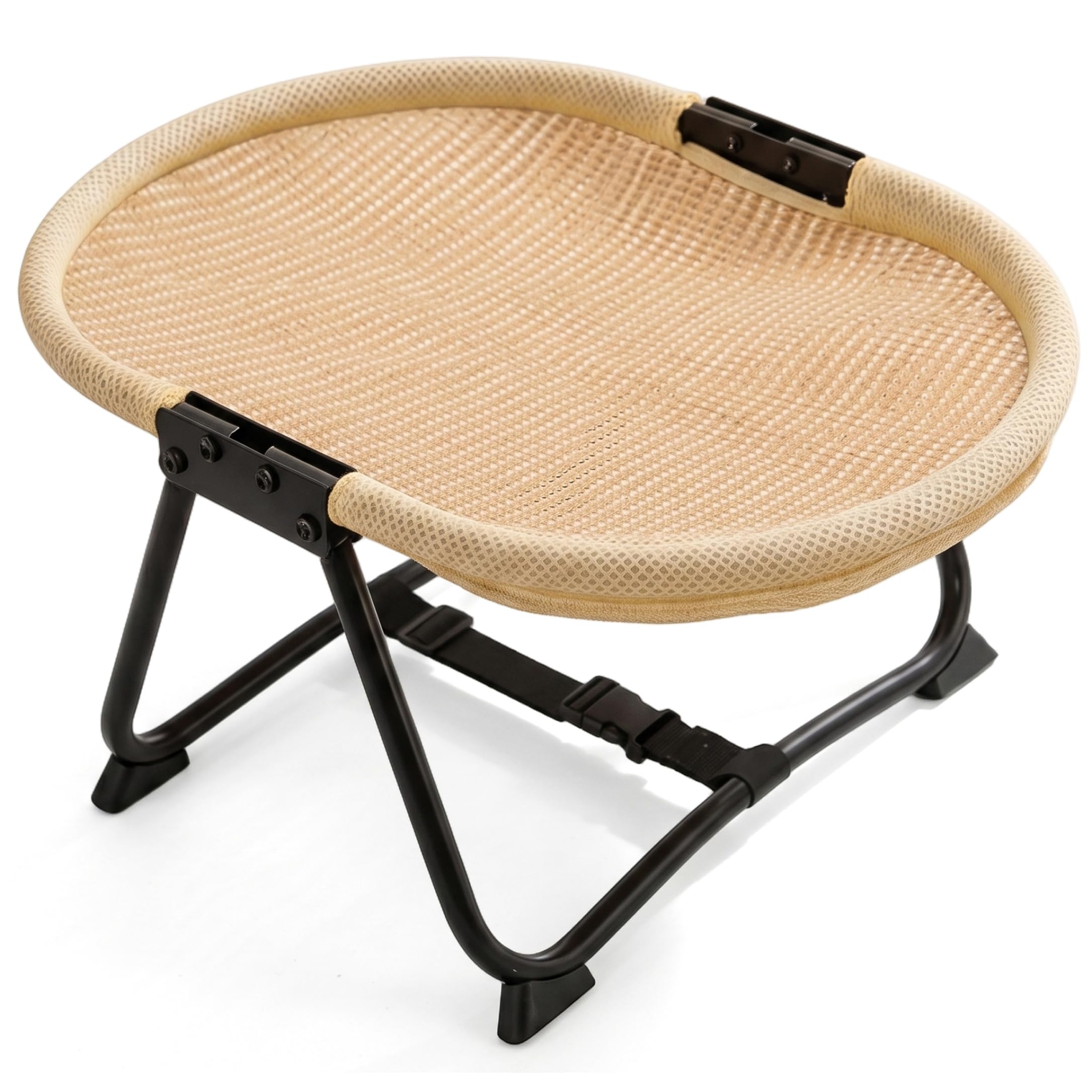 StaZamor Foldable Elevated Cat Hammock Bed, Breathable Pet Cot with Iron Frame for Small Dogs & Cats, Indoor Outdoor Pet Relaxing Hammock (Linen)