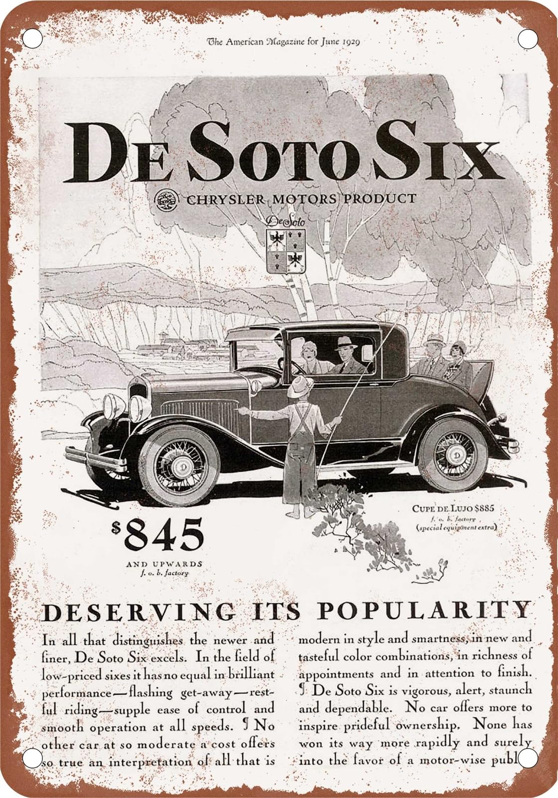 Miaomansenstore Metal Sign - 1929 Desoto Vintage Ad 06 - Old Retro Rusty Look Home Decor
