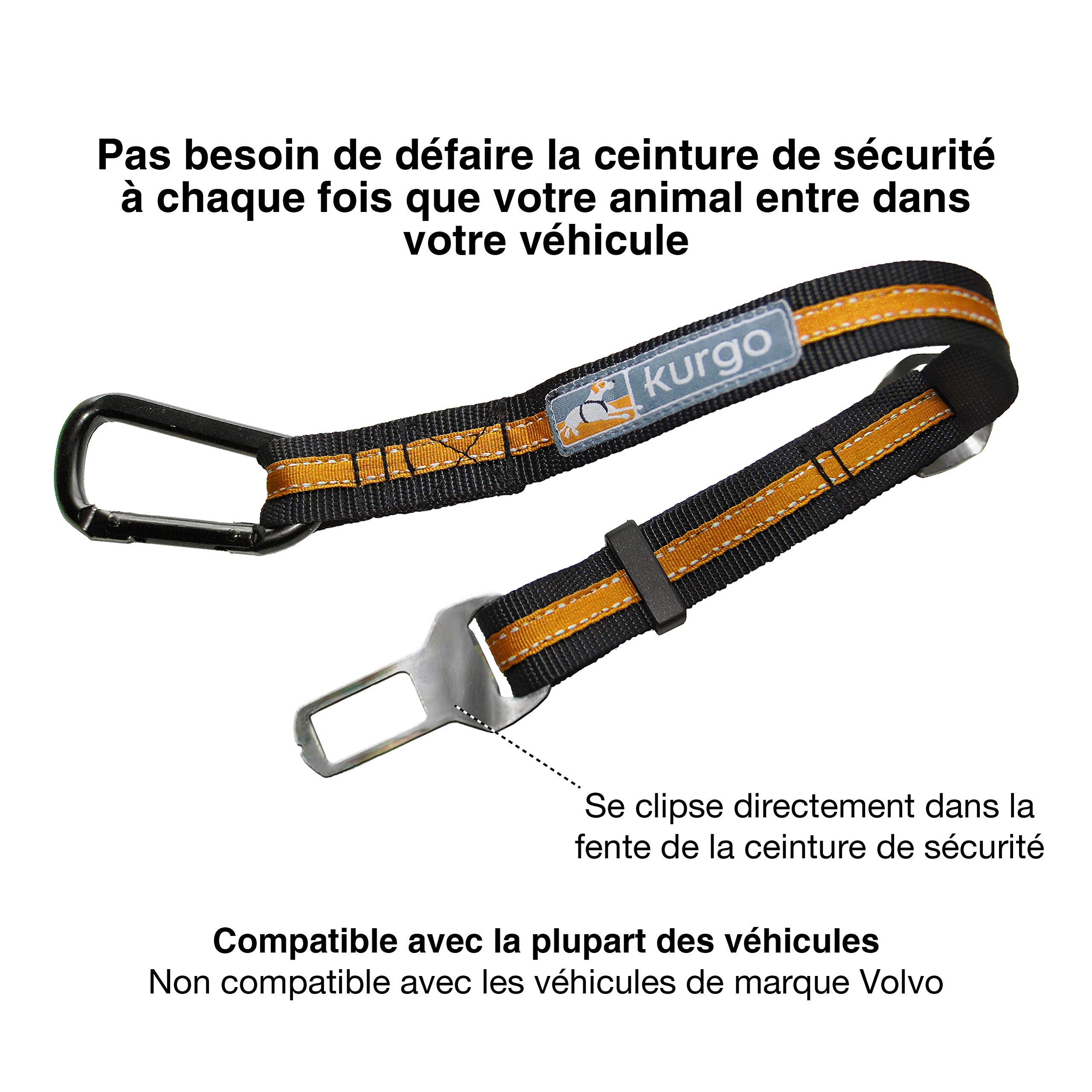 Kurgo TRU-Fit Hundegeschirr, Crash-Test-erprobtes Auto-Sicherheitsgurt, Für Hunde von 23 bis 36 kg, Größe L, Schwarz & Gurtschloss-Hundegurt fürs Auto, Kompatibel mit TRU-Fit Hundegeschirr, Orange